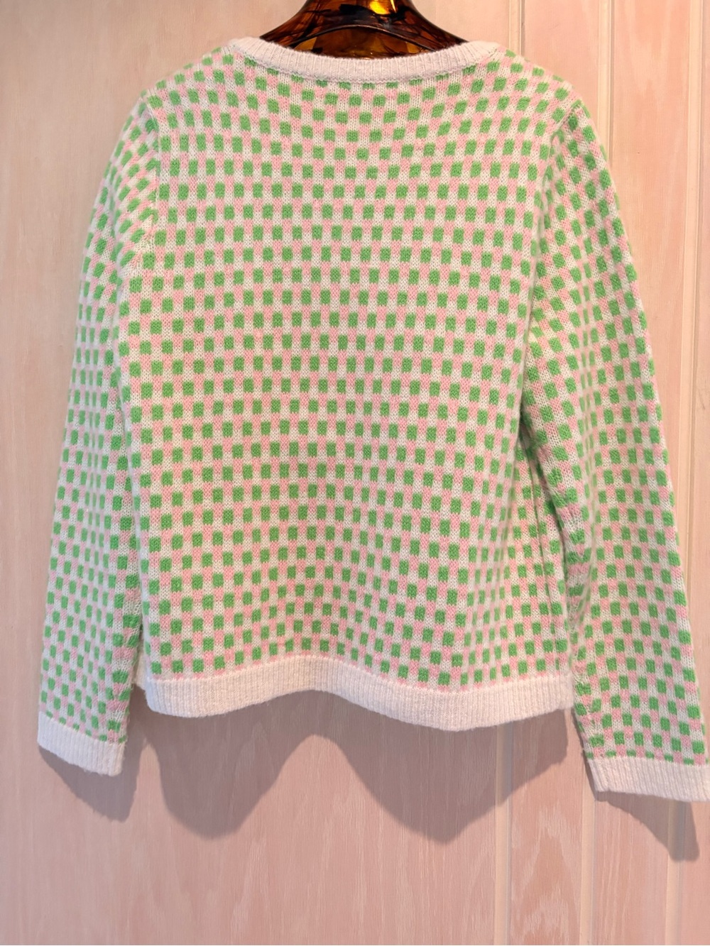 Lilly Pulitzer Cream & Green Checked Open Cardigan - Picture 4 of 6